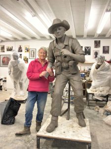 Lifesize clay before moulding and casting in bronze of soldier  at the Battle of Kohima during WW2.